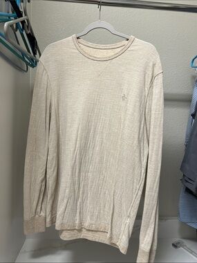 Original Penguin Men's Long Sleeve Crewneck in Light Beige Heather